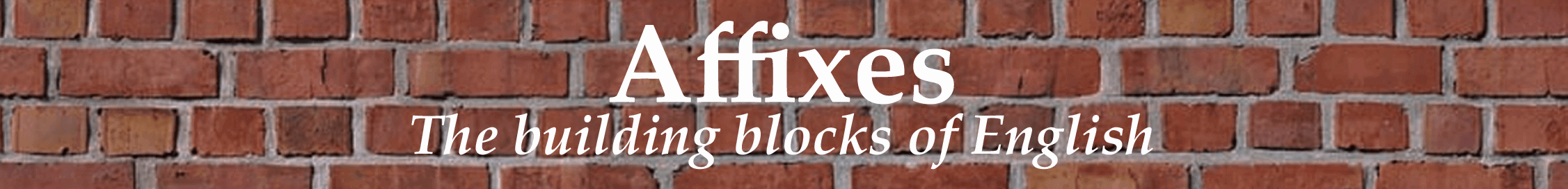 Header image of wall of bricks with affixes